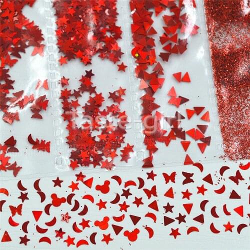 6 shapes red acrylic nail art decorations decals Sticker nail sequins Foil glitter manicure beauty Styling Accessories Tools