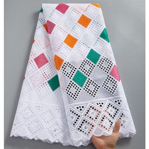 African Lace Fabric 2021 High Quality Lace Newest White Swiss Voile Fabric 100% Cotton Nigerian Fabrics For Women Wedding A 1754