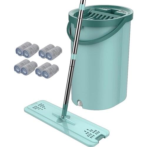 Microfiber Cleaning Mop Flat Squeeze Magic Home Living Room Kitchen Wet Or Dry Hand Free Wringing Floor Cleaner Mop And Bucket
