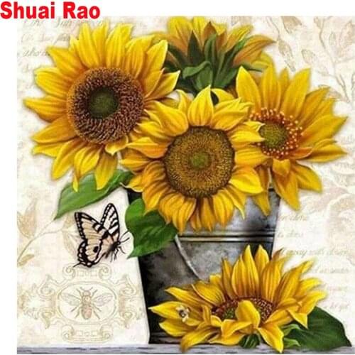 Rhinestone of Pictures sunflower Diamond Embroidery Full Square round Diamond Painting Mosaic Cross Stitch Decor Home Gift
