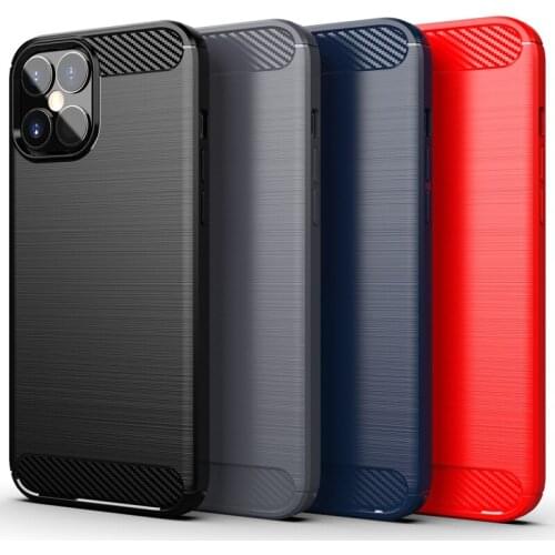 For iPhone 12 Mini Case Cover Anti-knock Bumper Carbon Fiber Soft Back Cover iPhone 11 12 Pro Max Phone Case For iPhone 12 Pro