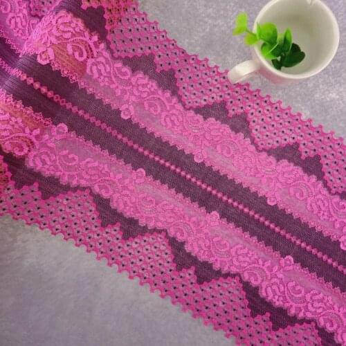 #25 Elastic Lace 20CM Wide 2 yards/lot Fuchsia Strip Lace Trim Applique Ribbon Lace Fabric DIY Craft For Sewing