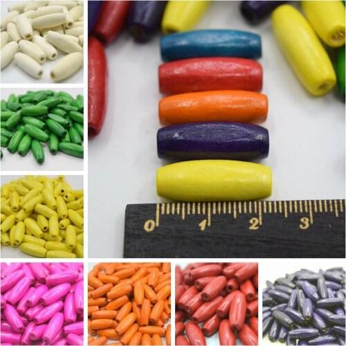 23*8mm 30 pcs/lot DIY Cheap Hot Fashion Beads Handmade Colored Natural Wood Beads For Bracelet Necklace Jewelry Making DIY