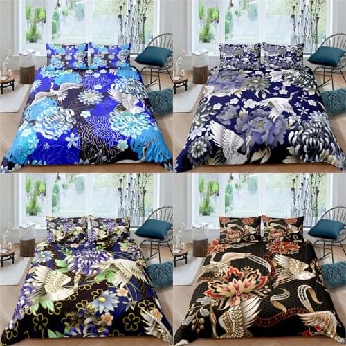 Bedding Set Luxury 3D Crane Print Kids Aldult Duvet Cover Pillowcase Home Textile Queen and King AU/EU/UK/US Size Bedclothes