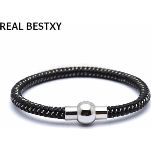REAL BESTXY Leather Bracelet For Men Women Vintage Multiple Layers stainless steel magnetic clasp Bracelets men Feminino Jewelry