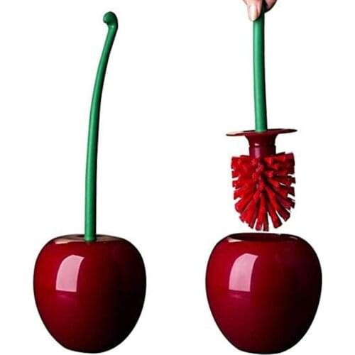 Hot Creative Lovely Cherry Shape Lavatory Brush Toilet Brush & Holder Set Mooie Cherry Vorm Toilet Borstel