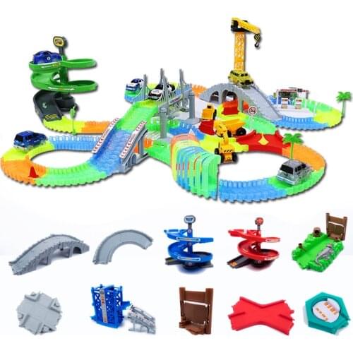 Magical Glow Racing Track Universal Accessories Ramp Turn Road Bridge Crossroads Rail Car Toy Racing Tracks Toys For Children