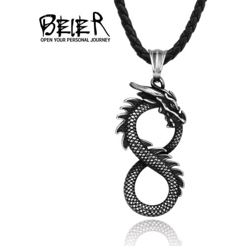 BEIER HipHop Chinese dragon Winged Dragon Pendant Necklace Quality Stanless Steel Animal jewelry For Man Lucky Symbol BP8-118