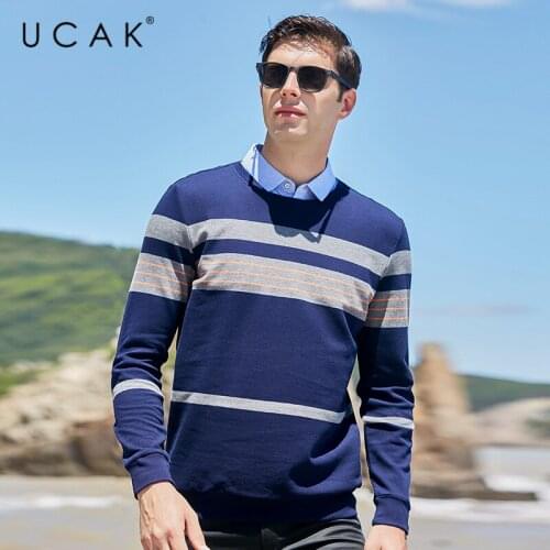 UCAK Brand Twinset Men Sweaters Clothing Autumn Winter New Fashion Style Streetwear Turn-down Collar Pullover Pull Homme U1030
