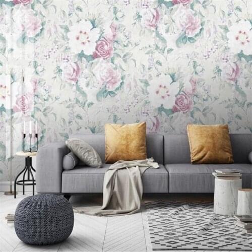 Milofi custom 3d wallpaper mural Nordic abstract hand-painted peony flower plant living room background wall decoration painting