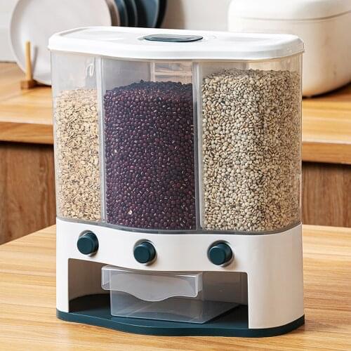 Wall-mounted Dry Food Dispenser Grain Rice Bucket Rice Storage Tank Organizer Kitchen Storage Box Cereal Food Container