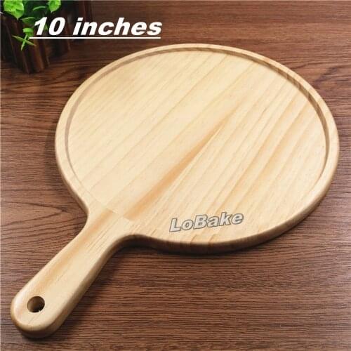 New 10 inches thick 1.7cm wooden round pizza pan with handle pizza stones pie holder pancake bread loaf cheesecake mold DIY