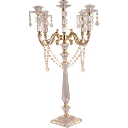 New sty Lead Road Candlestick Acrylic Crystal Candle Holder Stand Gold Silver Flower Vase Wedding Centerpiece For Sale senyu0738