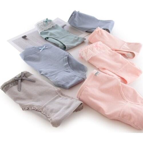 New Arrived 4Pcs/Lot Girl Panties Underwear Lace Briefs Cotton Lingerie Soft Comfortable Bowknot Cartoon Panty Wholesale WMH