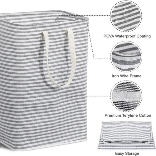 Freestanding Laundry Hamper Collapsible Large Clothes Basket with Easy Carry Extended Handle for Toys Clothing Organization