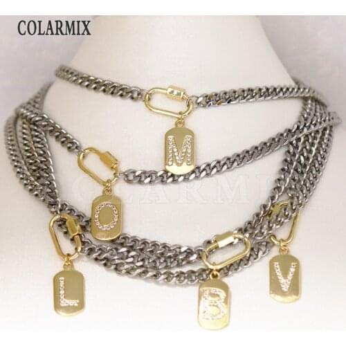 4 Strand Zircon Letter spiral Clasp Collar necklace Handmade Punk jewelry necklace color Jewelry choker Fashion jewelry 9635