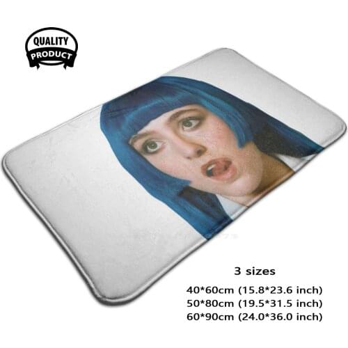 Ash Barcode Portrait Design White Door Mat Foot Pad Home Rug Ash Singer Portrait Music Fan Pop Rap Celebrity Fashion Blue Hair