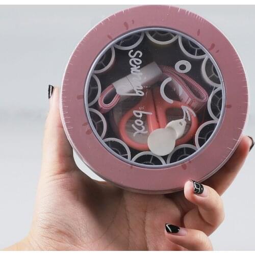 Portable Mini Travel Sewing Kits Metal Box Needle Threads Scissors Pincushion Box Fabric Crafts Home Sewing Accessories 4.5x11cm