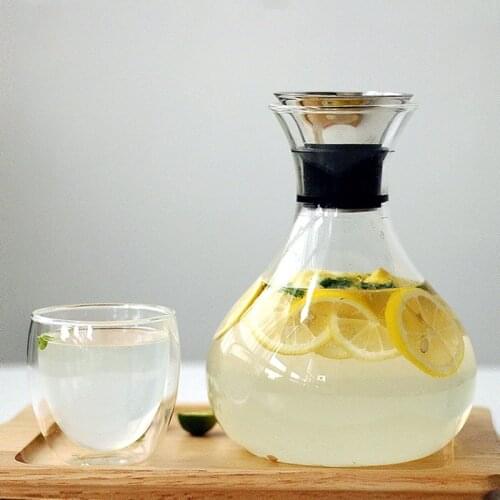 1L/1.5L Transparent Glass Carafe With Stainless Steel Lid Wine Decanter Heat Resistant Milk Juice Jug Gifts Water Bottle Kettle