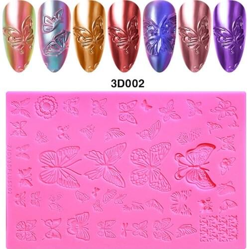 Nail Art Silicone Printing Template Nail Mold Powder Chrome Pigment Dust Environment-Friendly 3D Relief Decorating Manicure Tool