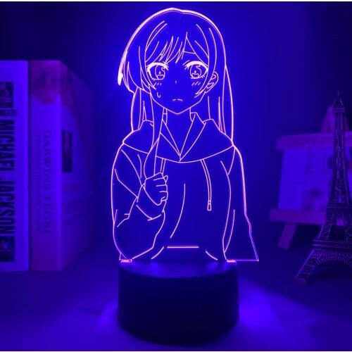 Led Night Light Lamp Anime Kanojo Okarishimasu Chizuru Ichinose for Bedroom Decorative Nightlight Birthday Gift 3d Table Light