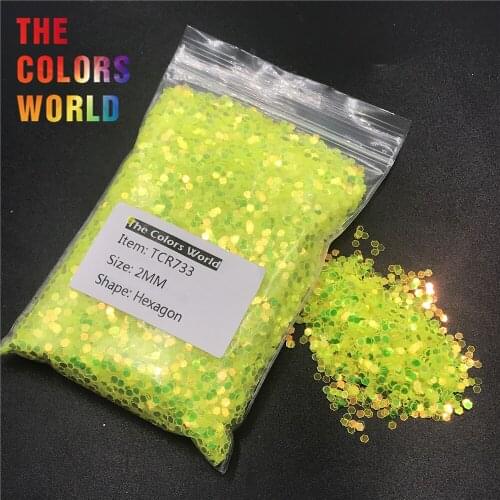 TCR733 Thick Iridescent Rainbow Yellow Hexagon Nail Glitter Nail Art Decoration BodyGlitter Makeup FacePaint Henna Handwork DIY