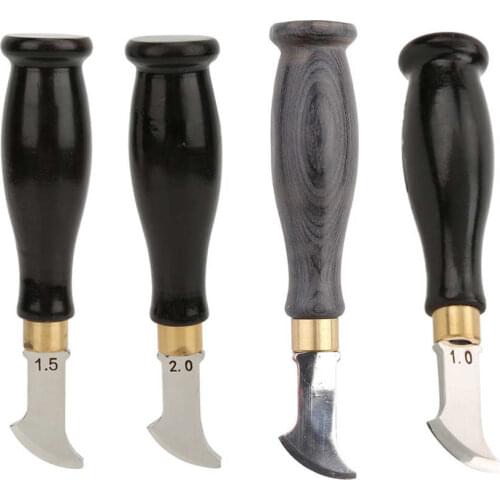 Fan-Shaped Edge Creaser Sandalwood Handle Leather Edge Marking Craft DIY Tool Blade Shallow Groove Press Line Edge Creaser