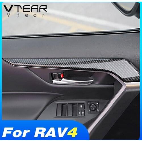 Vtear For Toyota Rav4 2020 2019 Interior Mouldings Car Door Armrest Frame Strip Decoration Cover Trim Carbon Fiber Accessories