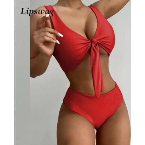 Women Sexy Solid Color Two Piece Bikini Set 2021 High Waist Brazil Push Up Bow Bandage Swimsuit Swimwear Beachwear Bathing Suit
