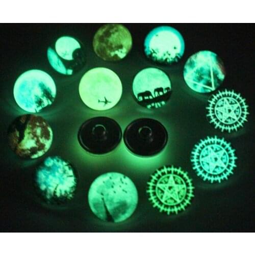 10pcs/lot Noctilucence fluorescence Snap Buttons Charms 18mm Animal Print Glass Buttons Fit DIY Snap Bracelets&Bangle Jewelry