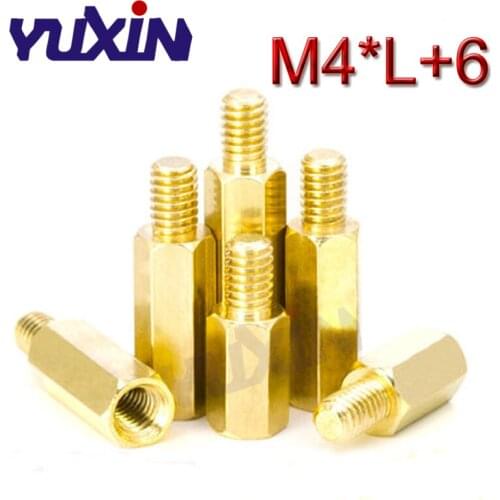 100Pcs/50Pcs M4*L(=5/6/7/8/9-60)+6mm Hex Head Brass Spacing Screws Threaded Pillar PCB Computer PC Motherboard StandOff Spacer