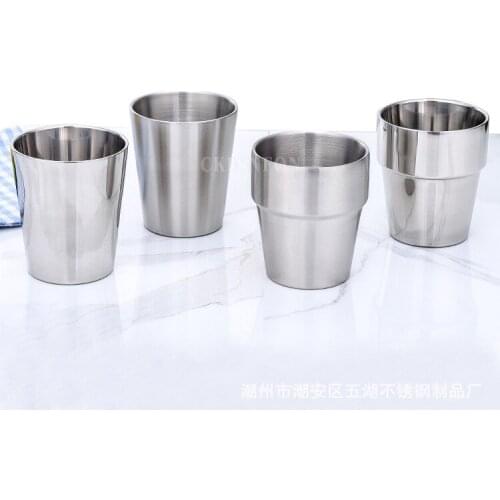100Pcs/Lot 300ml Double Layer 304 Stainless Steel Water Cup Unbreakable Coffee Tea Cups For Camping Travel Home