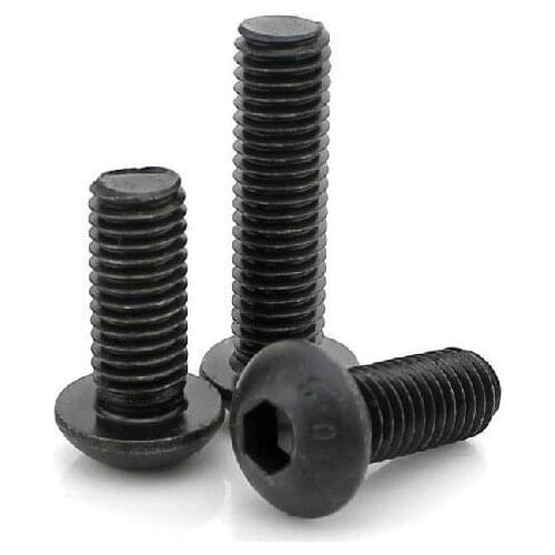 200-500PCS/LOT ISO7380 Metric M2 Black Grade 10.9 Alloy Steel Button Head Hex Socket Cap Screw Bolt