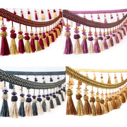 3yard Fringe Trim DIY Craft Beaded Tassels Sewing Room Curtain Accessories Ribbon T2858A