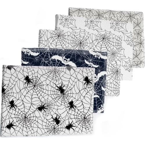 50*145CM Fabric Halloween Spider Printed Polyester Cotton Twill Fabric Patchwor Printed