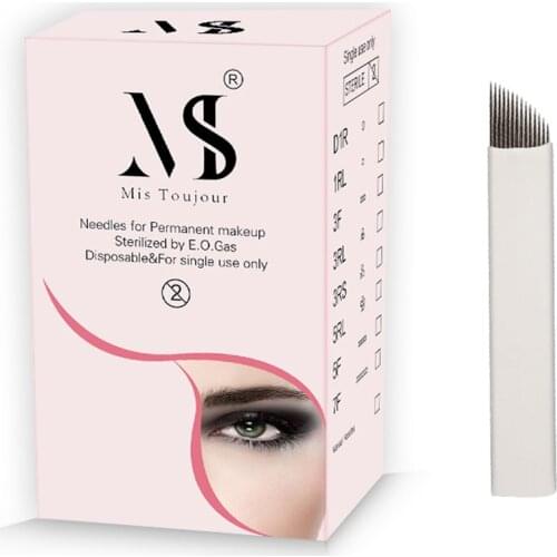 50pcs 14Pin Flex Microblading Needles Embroidery Tattoo Blades For Semi Permanent Makeup Eyebrows Micropigmentation