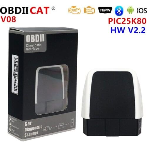 50pcs OBDIICAT New Hot V08 V2.2 Super Mini ELM327 OBD2 OBDII Bluetooth4.0 Car Auto Diagnostic Interface Scanner Dropshipping