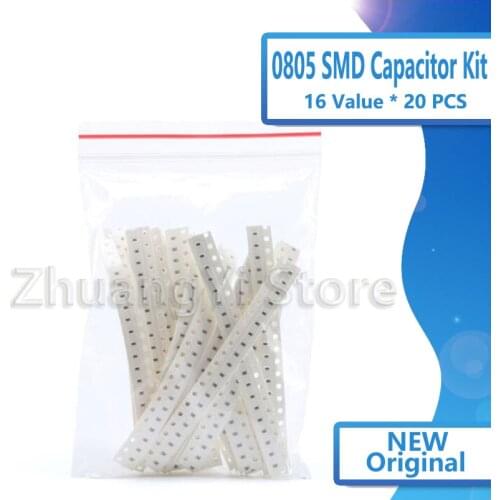 Free shipping 0805 SMD Capacitor assorted kit ,16values*20pcs=320pcs 10PF-22UF Samples kit