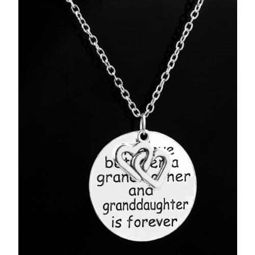 Bespmosp Family Women Jewelry Love Grandmother Granddaughter Pendant Necklaces Double Heart Grandma Nana Nanny Choker Collier