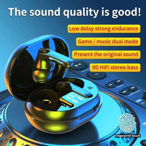 Bluetooth Earphone Bluetooth 5.0 Wireless Headset HIFI Stereo Surround Sound Earplugs Digital Display Low-latency Game Headset