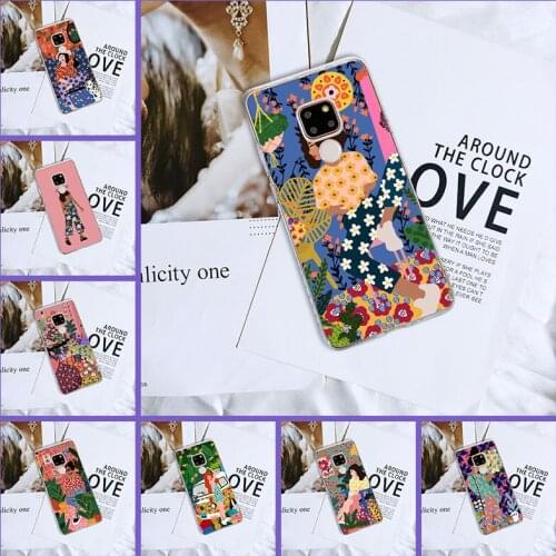 For Huawei Mate 9 10 20 Pro Case Silicone Soft Art Girl Pretty Flower Back Cover For Huawei Mate 7 8 9 10 20 Lite Phone Case
