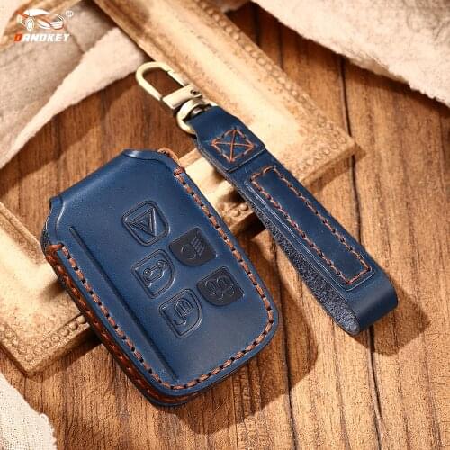 Dandkey Leather Remote Key Case Cover Accessories For Range Rover Land Rover Sport Discovery 4 For Jaguar XE XF XJ F-PACE F-TYPE