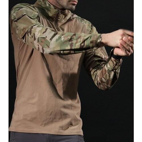 Men T-shirt Camouflage Long Sleeve Zipper Assault Frog Combat Shirt Long Sleeve Casual camiseta masculina футболки мужские