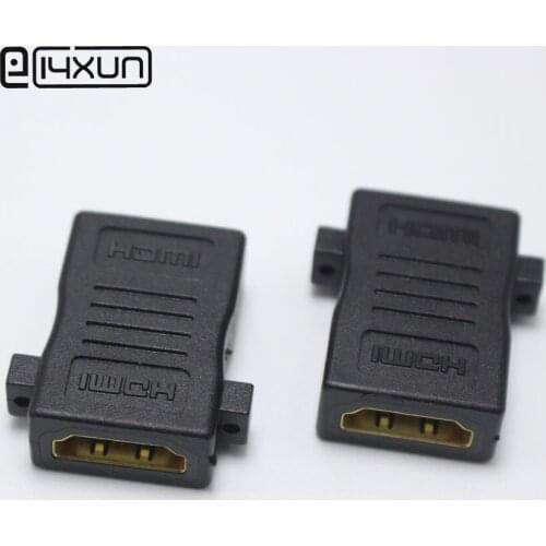 EClyxun 1pcs Gold-plated HDMI Female to Female Plug jack Converter 180 Degrees Extension Cord Audio Connector Adapter with Hole
