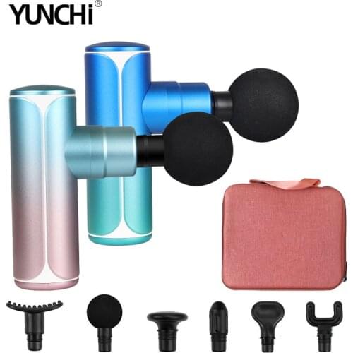 Mini Electric Massage Gun Massage Body Muscle Relaxation Pain Relieve Four Gears 6 Professional Massgae Heads Portable Massager