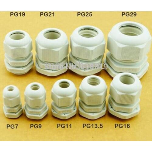 200pcs/lot high quality PG7 Cable Gland IP68 Waterproof Connector Diameter 3-6.5mm Nylon Plastic Wire Glands