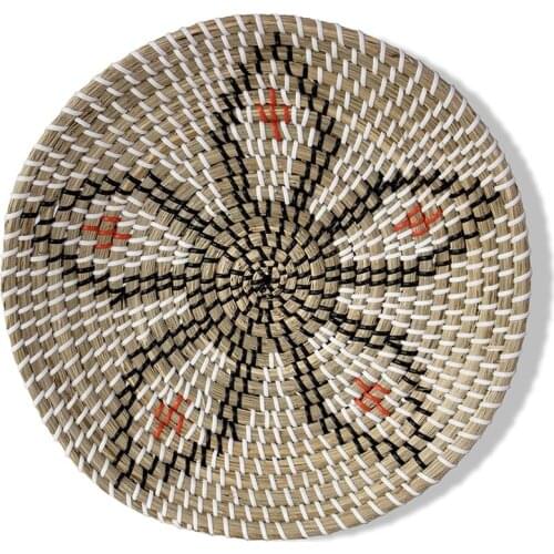 Natural Woven Fruit Basket Bowl, Handmade Seagrass Decorative Bowl Chic Rustic Boho Decor Wall Hanging