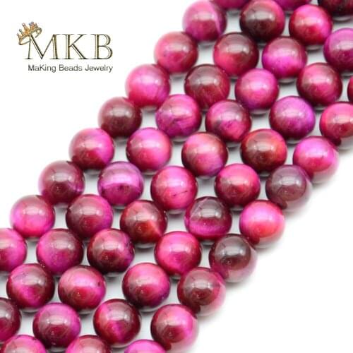 AA Natural Rose Red Tiger Eye Stone Round Beads For Jewelry Making Bracelet Necklace Accessories 4 6 8 10 12mm Wholesale Perles