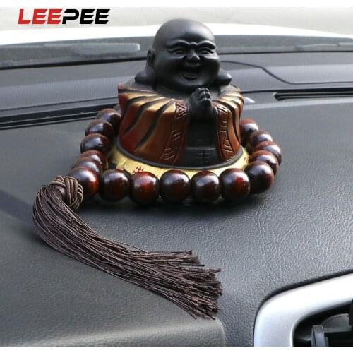 LEEPEE Wood Buddha Beads Car Ornament Car Gear Shift Decoration Rearview Mirror Auto Hanging Pendant 20mm Interior Accessories