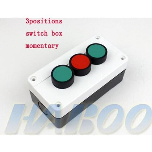 Momentary push button switch &protection box 2pcs /lot 1NO/1NC push button switch with 3positions